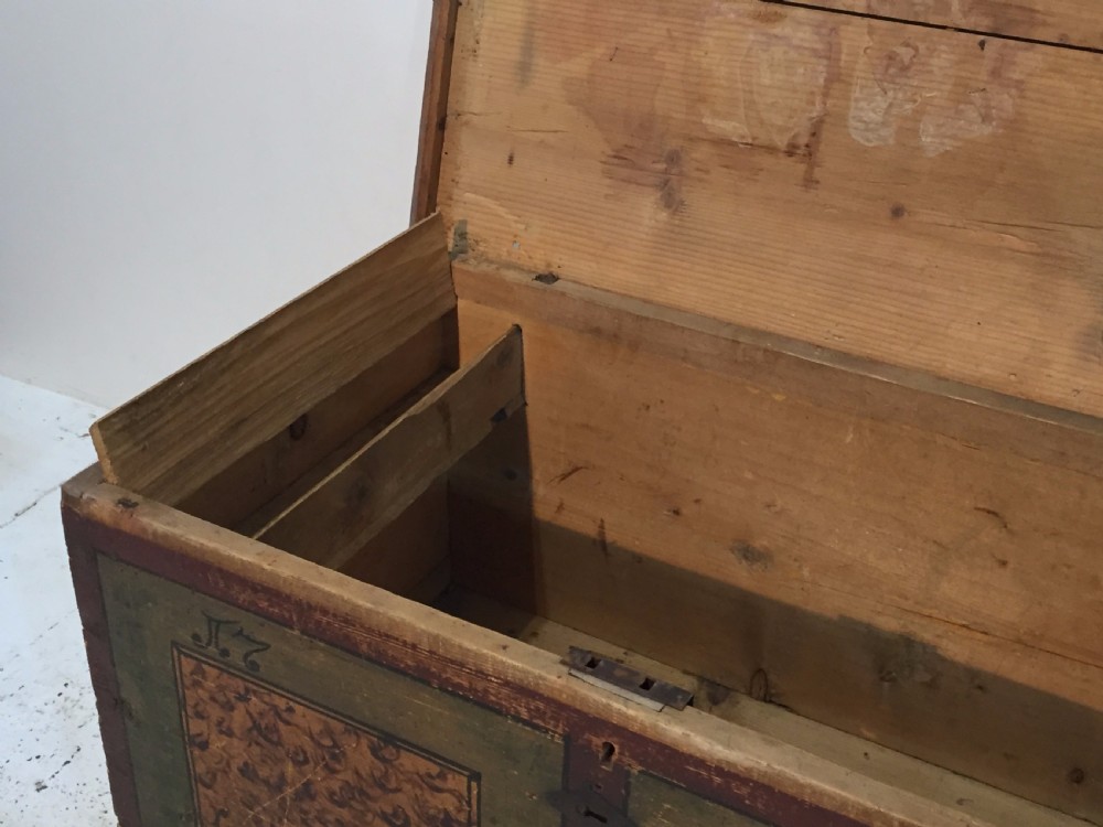 Antique Pine Painted Marriage Chest c.1789 View III