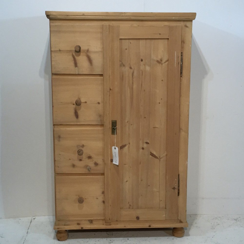 Antique Pine Food Cupboard with 4 Deep Drawers 