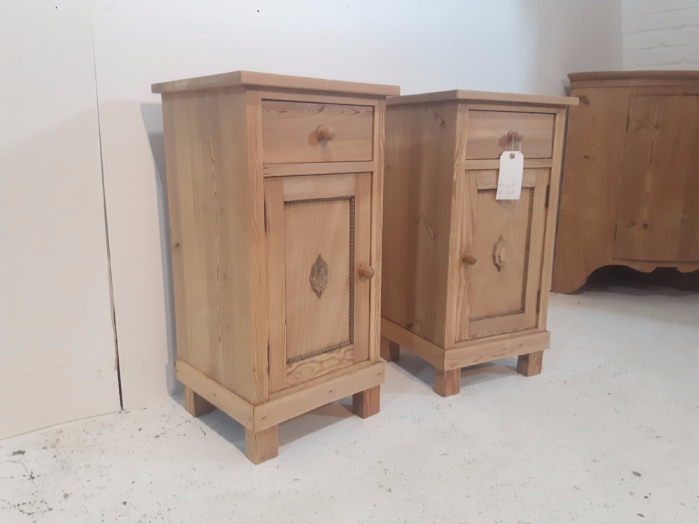 Attractive Pair of Antique Pine Bedside Cupboards  View II