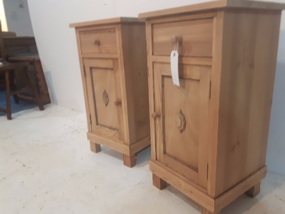 Attractive Pair of Antique Pine Bedside Cupboards  View III