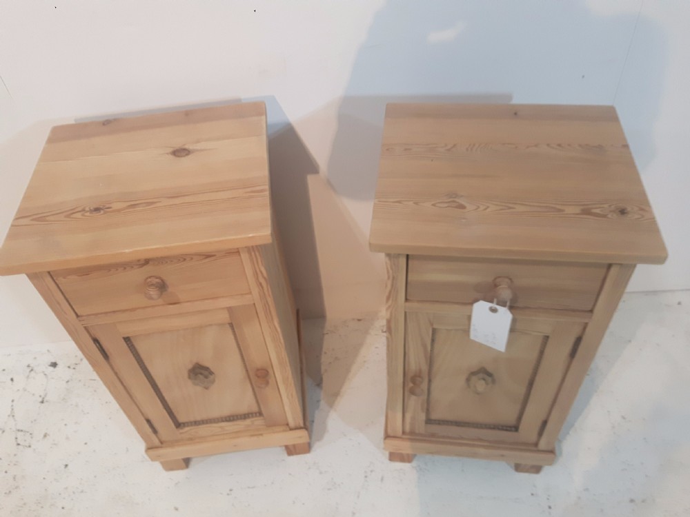 Attractive Pair of Antique Pine Bedside Cupboards  View IV