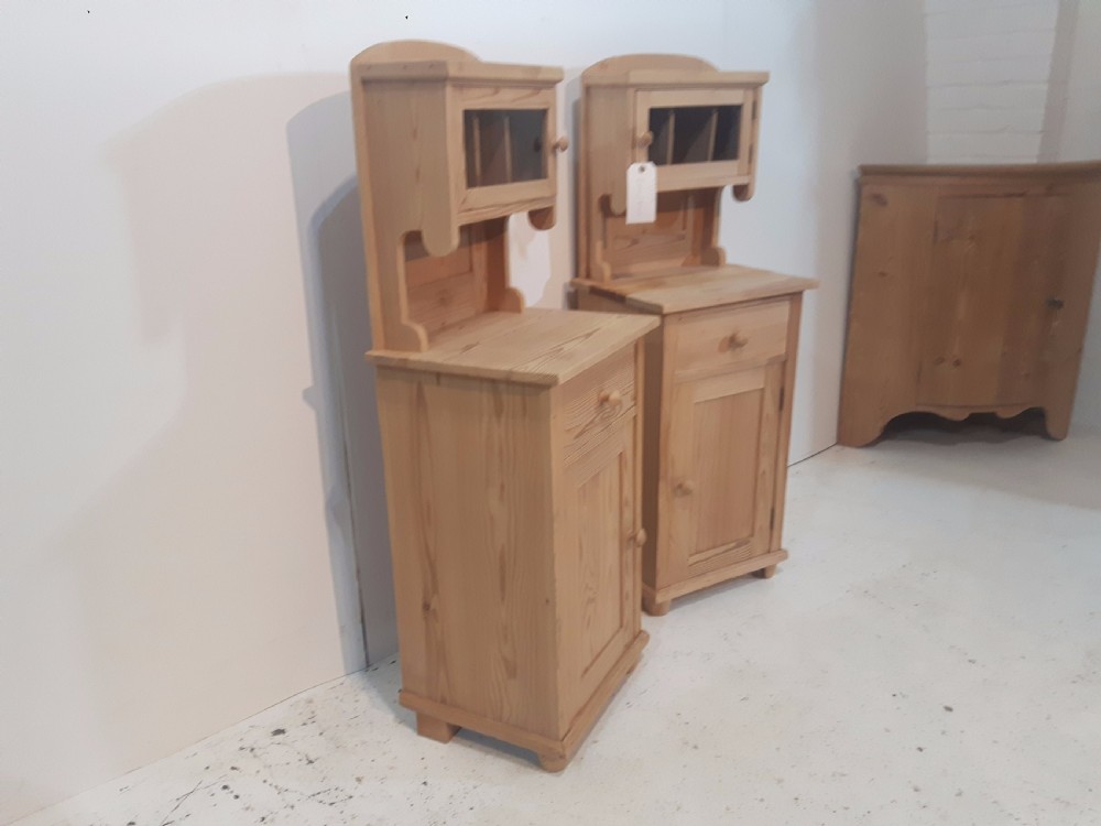 A Pair of Antique Pine Bedside Cupboards with Cubby Holes  View II