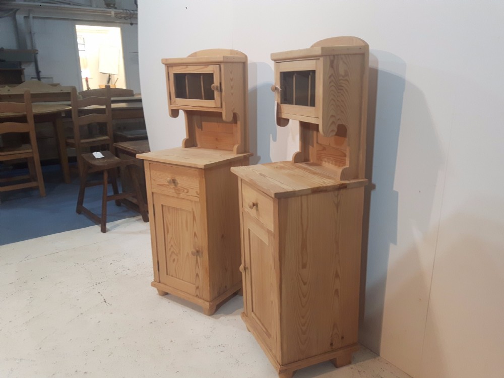 A Pair of Antique Pine Bedside Cupboards with Cubby Holes  View IV