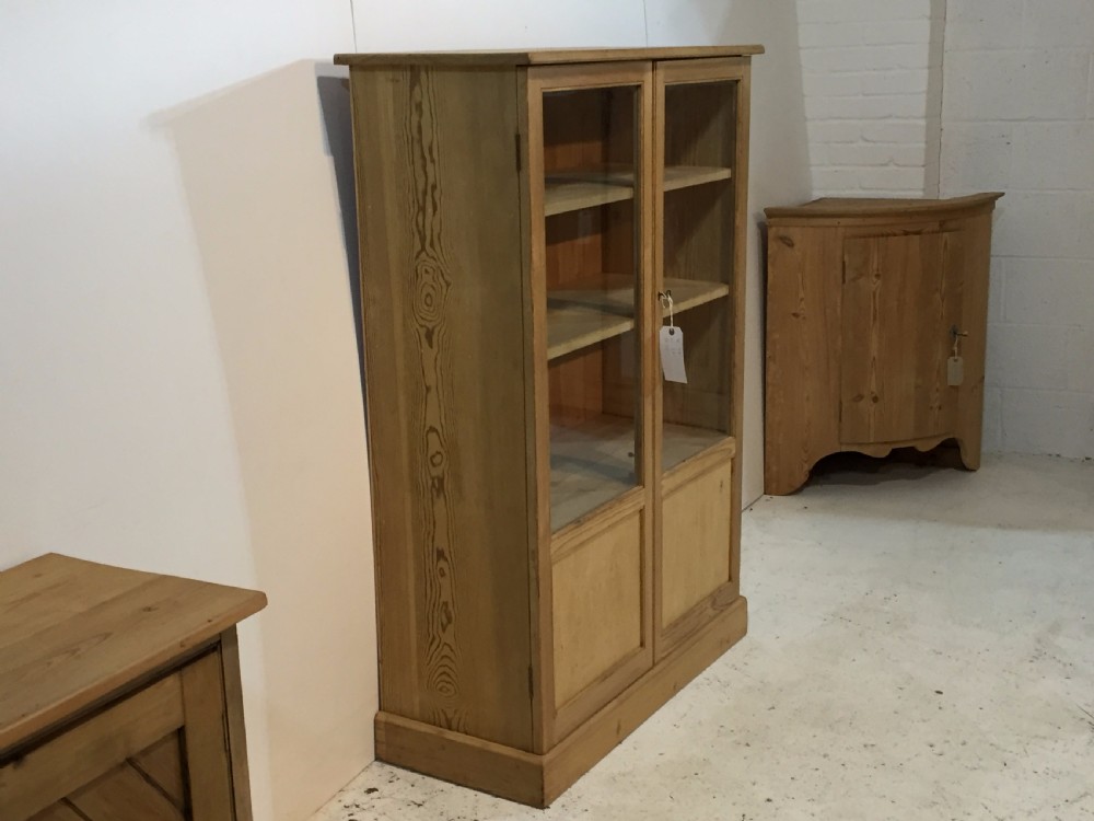 Old Glazed Pine Display Cabinet c.1920 View II