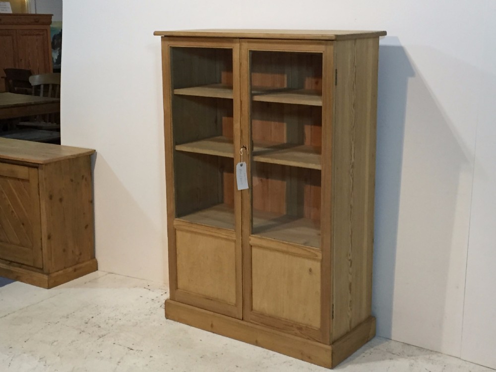 Old Glazed Pine Display Cabinet c.1920 View III