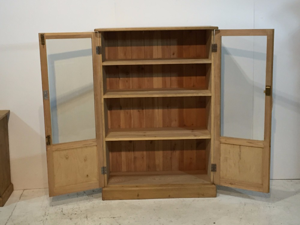 Old Glazed Pine Display Cabinet c.1920 View IV