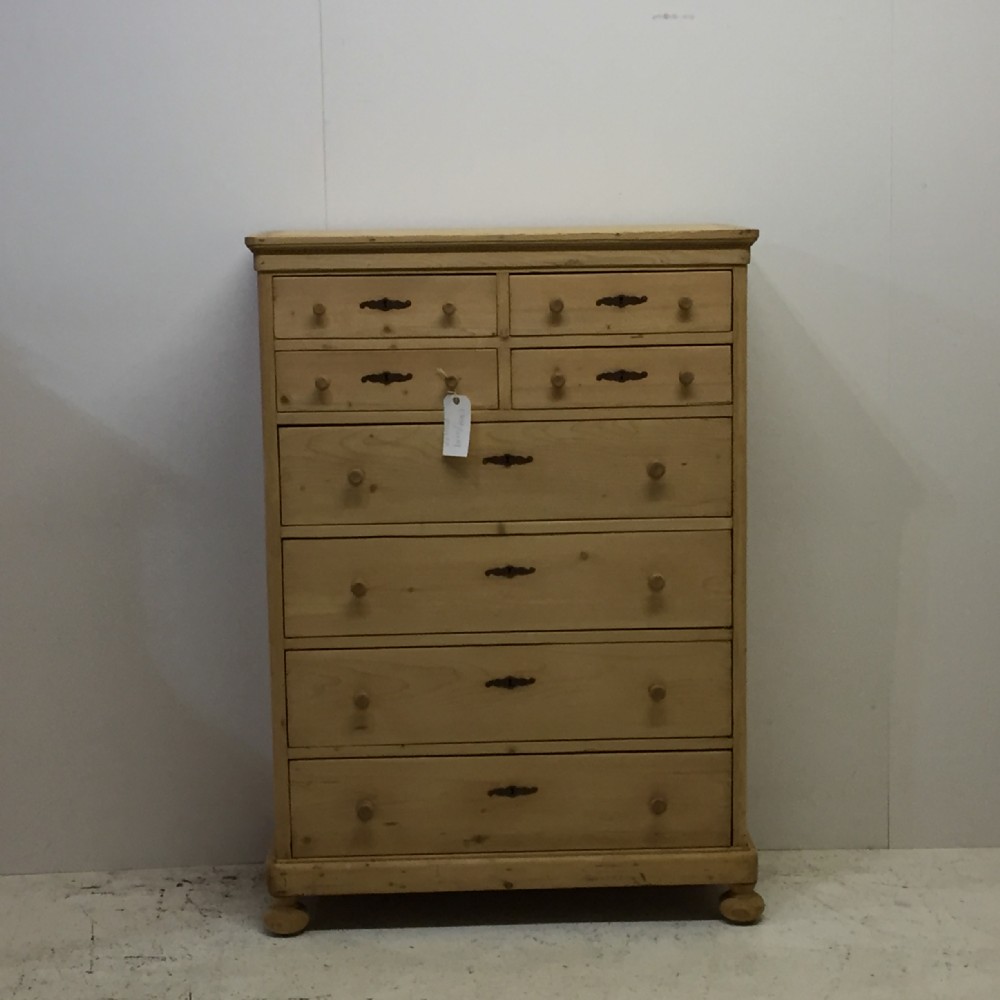 Antique Pine Bank of Drawers 