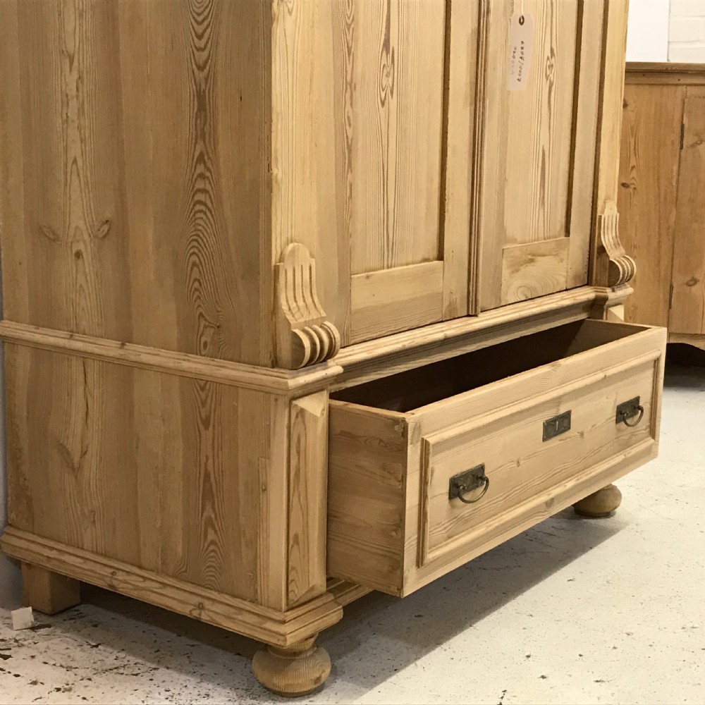 Small Antique Pine Wardrobe with Drawer  View V