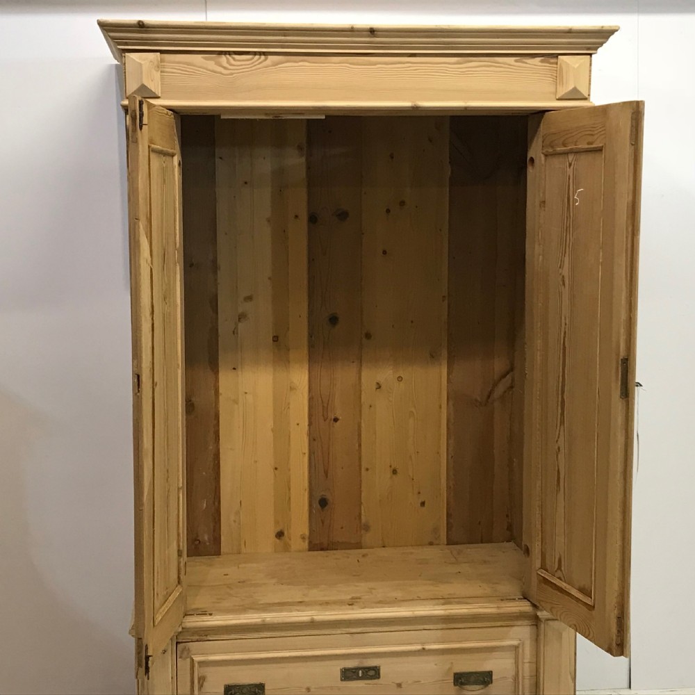 Small Antique Pine Wardrobe with Drawer  View VI