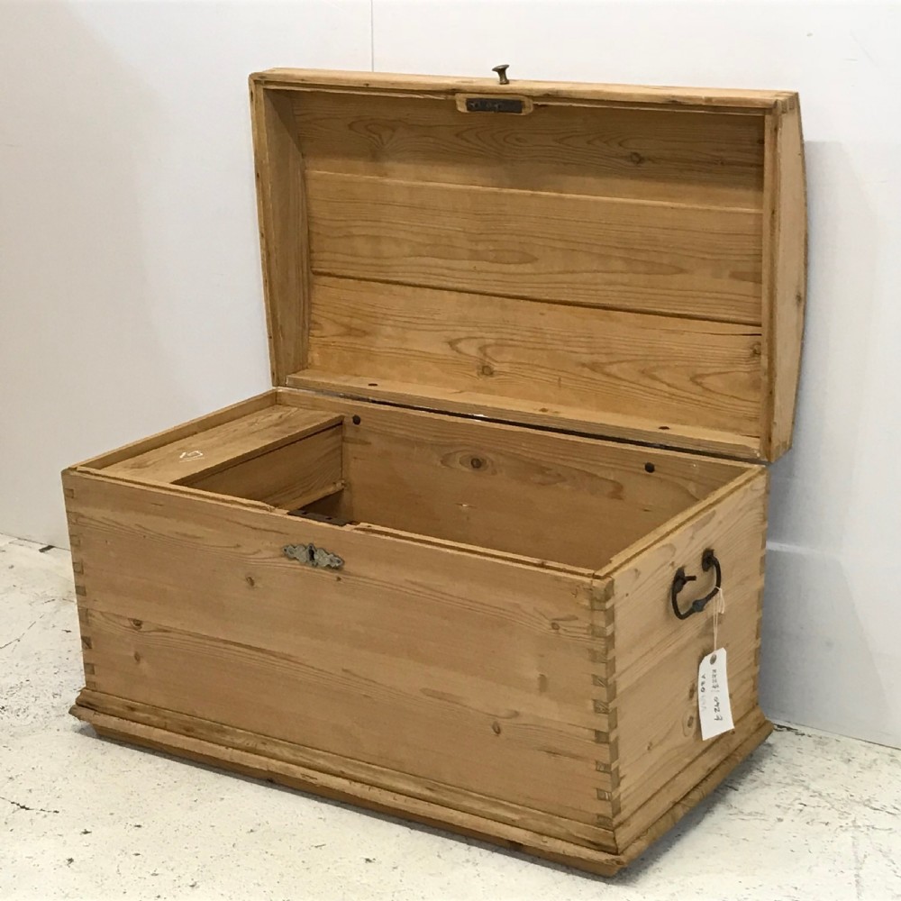 Small Arched Top Pine Linen Chest  View III