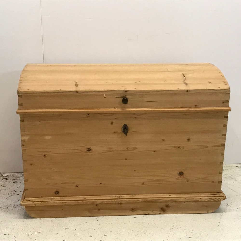 Large Dome Shape Old Pine Chest  View II