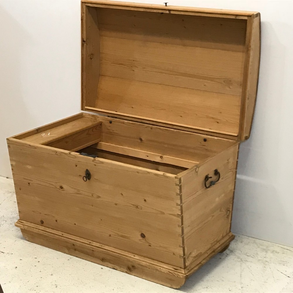 Large Dome Shape Old Pine Chest  View V