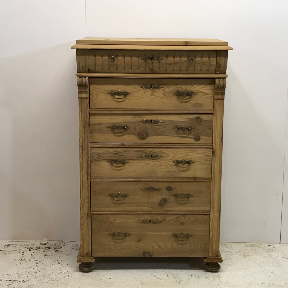 Antique Pine Danish Bank of Drawers c.1910