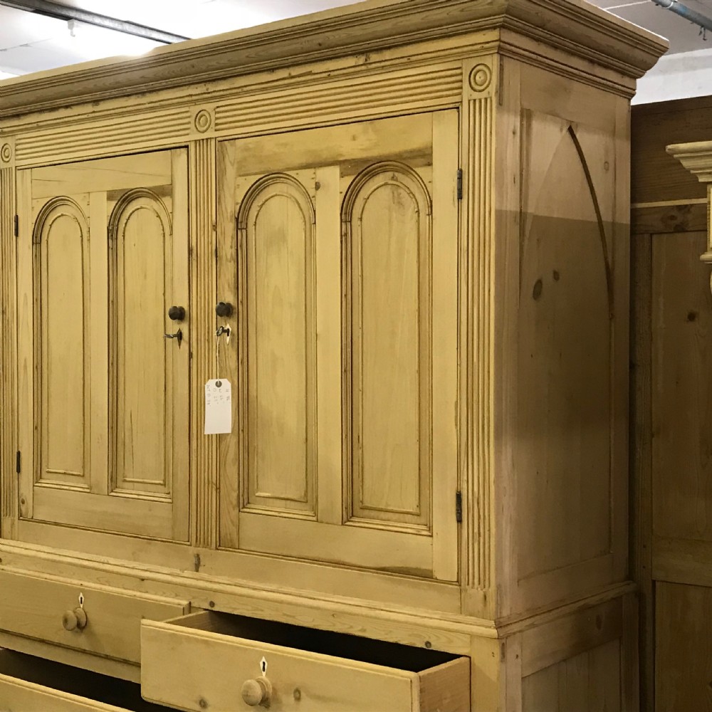 Very Large 19th Century Pine Linen Press View VI
