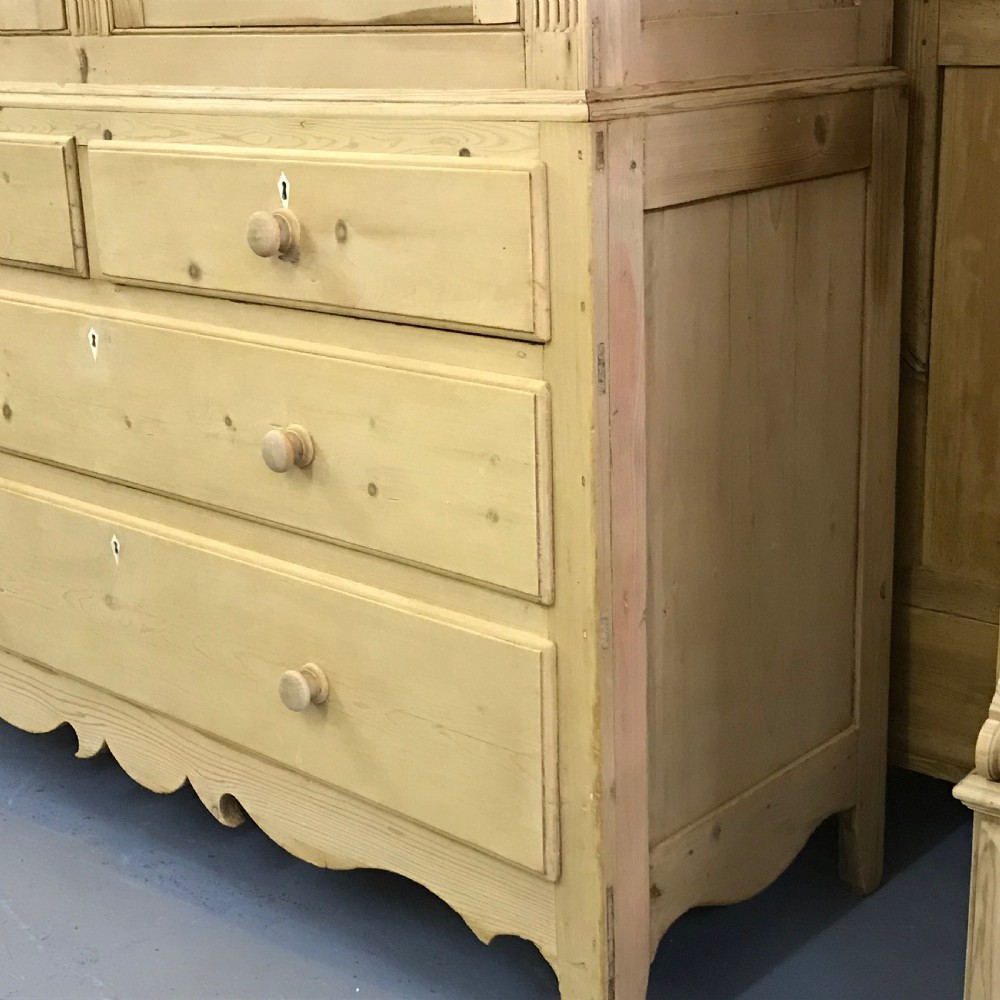 Very Large 19th Century Pine Linen Press View VIII