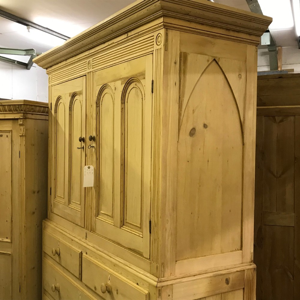 Very Large 19th Century Pine Linen Press View X