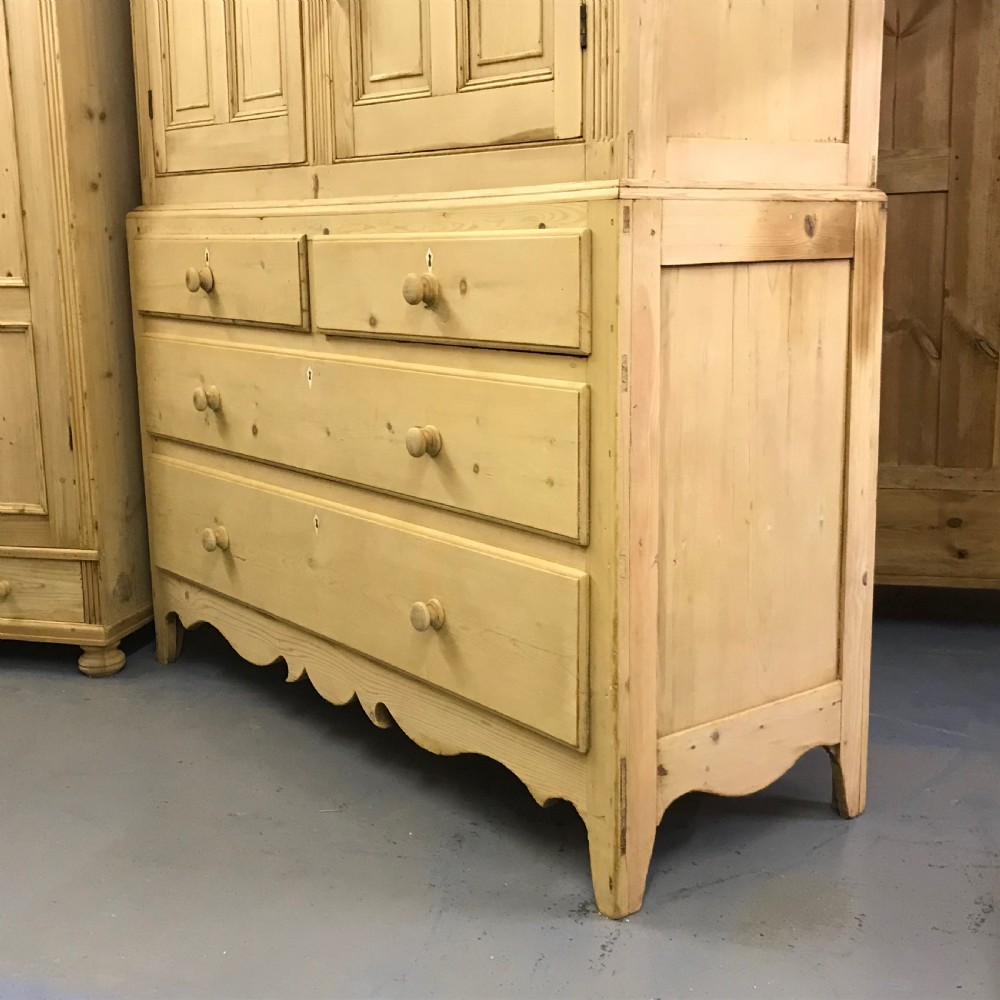 Very Large 19th Century Pine Linen Press View XI