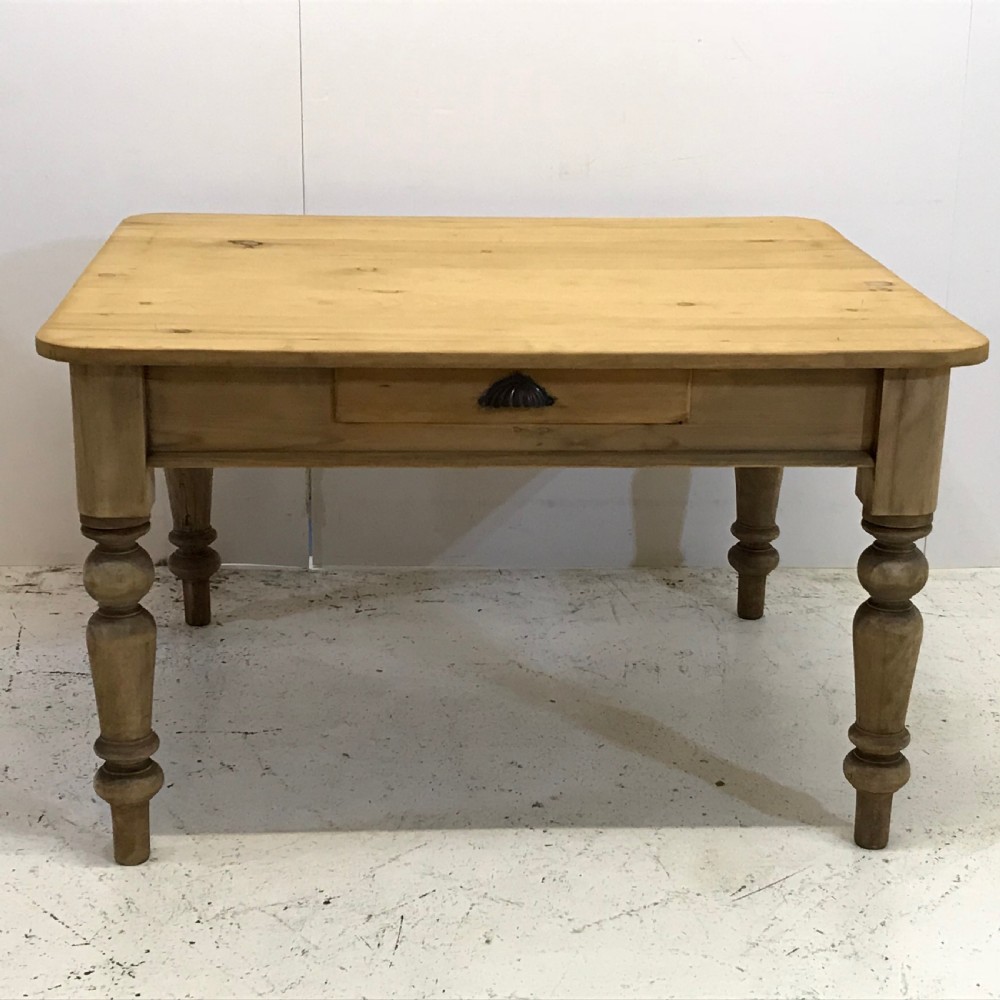 Victorian Pine Farmhouse Table with Turned legs  View II