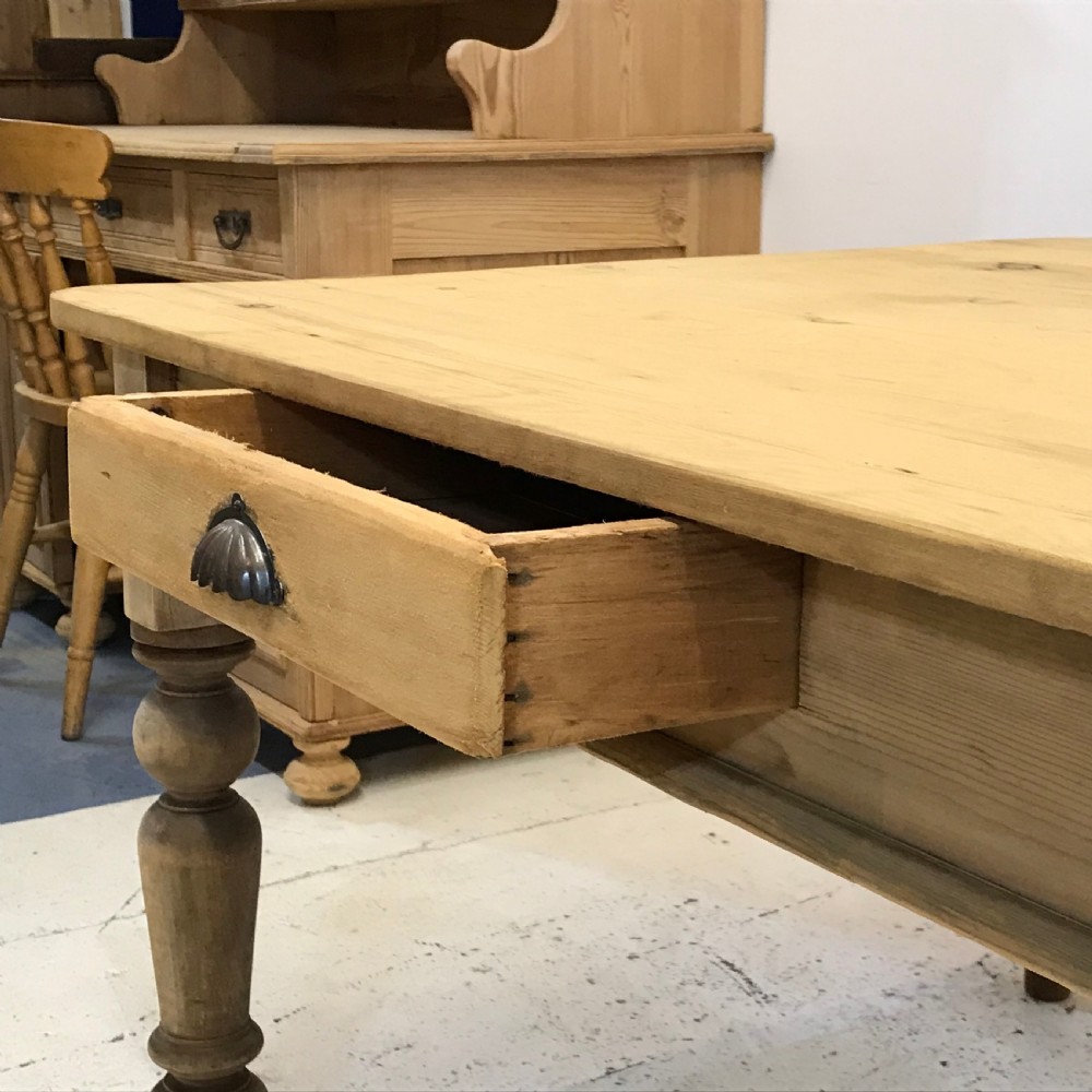 Victorian Pine Farmhouse Table with Turned legs  View V