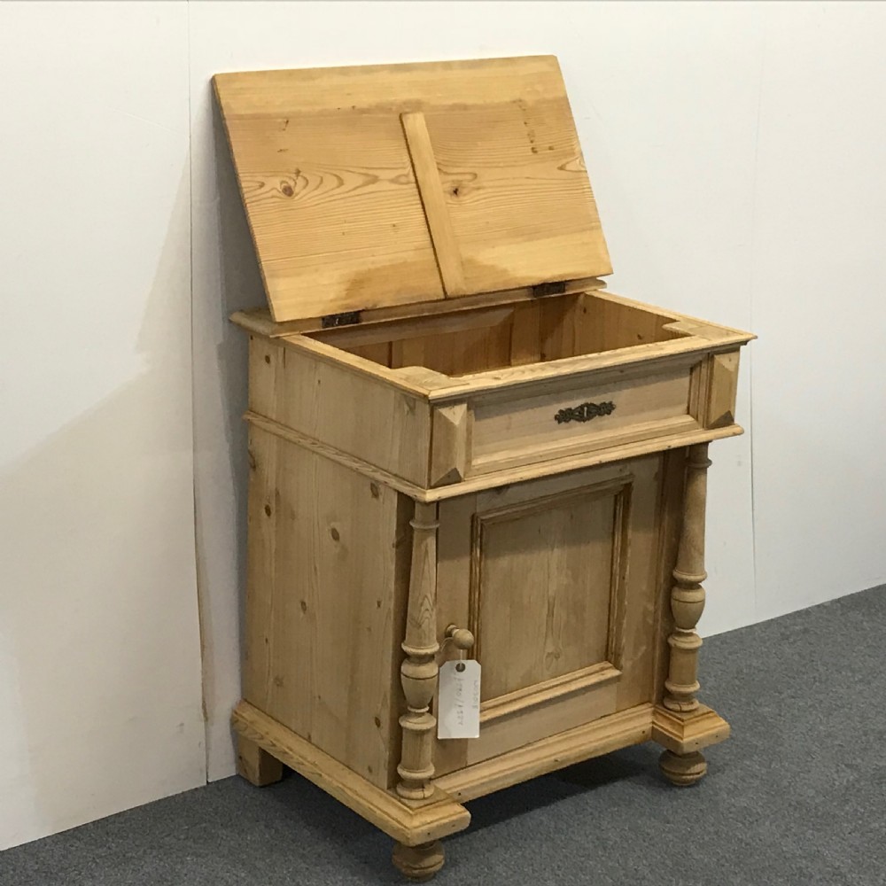 Small Antique Pine Wash Cupboard with Lift Up Lid  View II