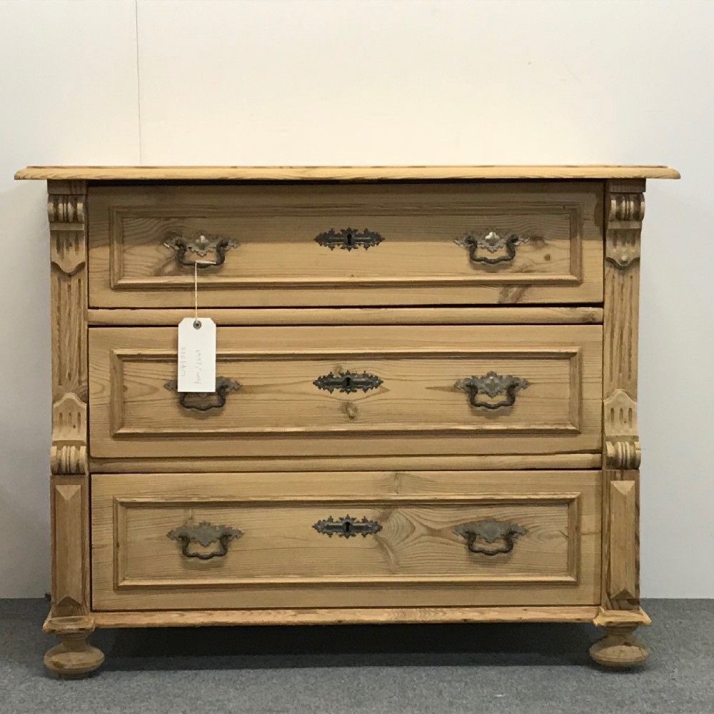 Three Drawer Antique Pine Chest of Drawers View II