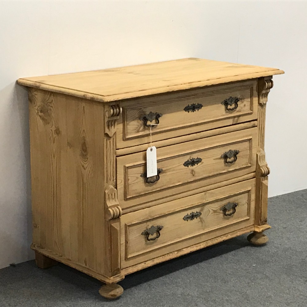 Three Drawer Antique Pine Chest of Drawers View III