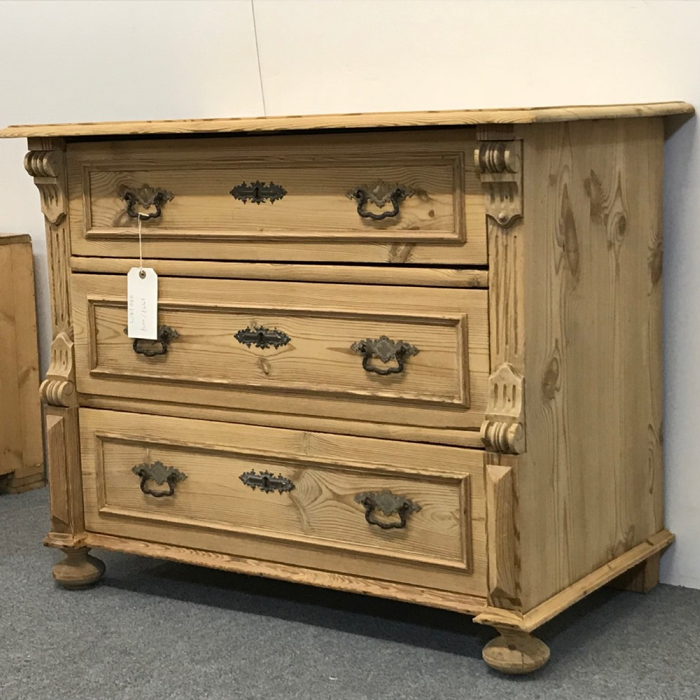 Three Drawer Antique Pine Chest of Drawers View IV