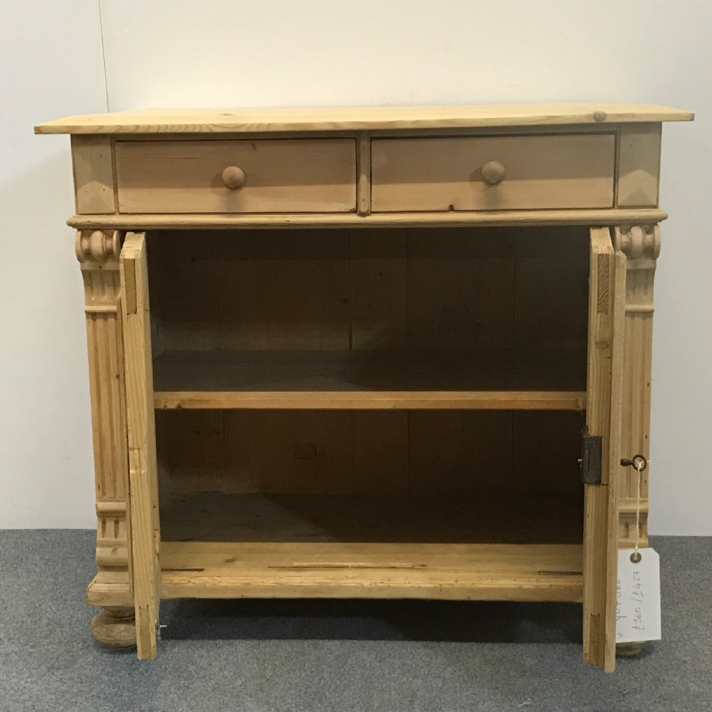 Charming Little Antique Pine Bedside Cupboard View V