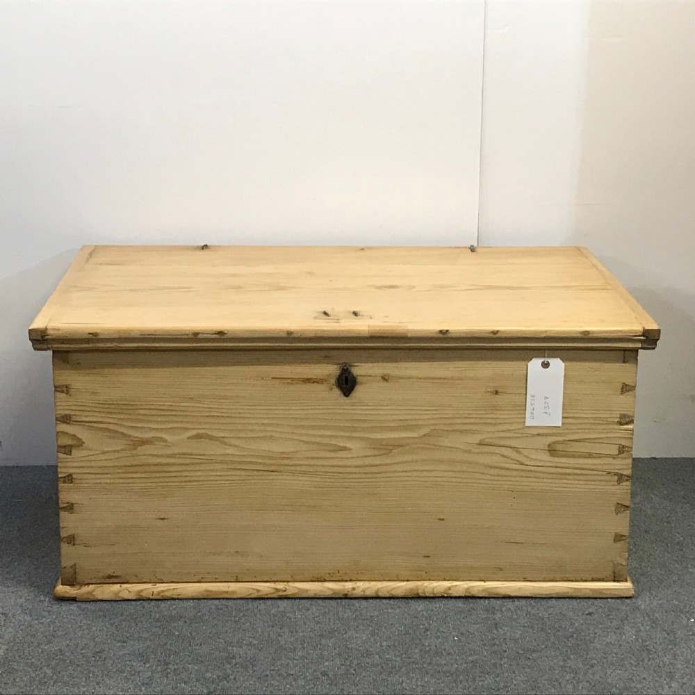 19th Century Flat Top Pine Linen Chest 