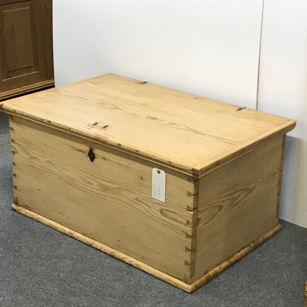 19th Century Flat Top Pine Linen Chest  View V
