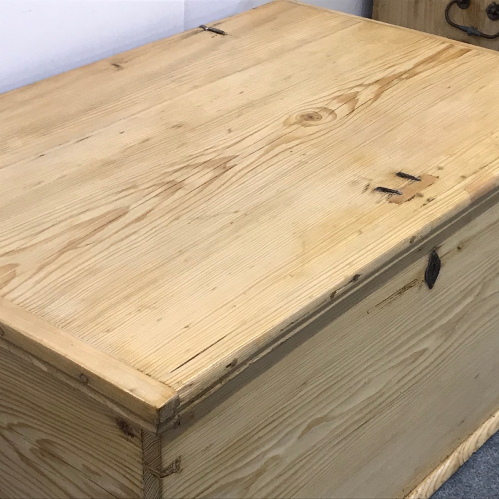 19th Century Flat Top Pine Linen Chest  View VI