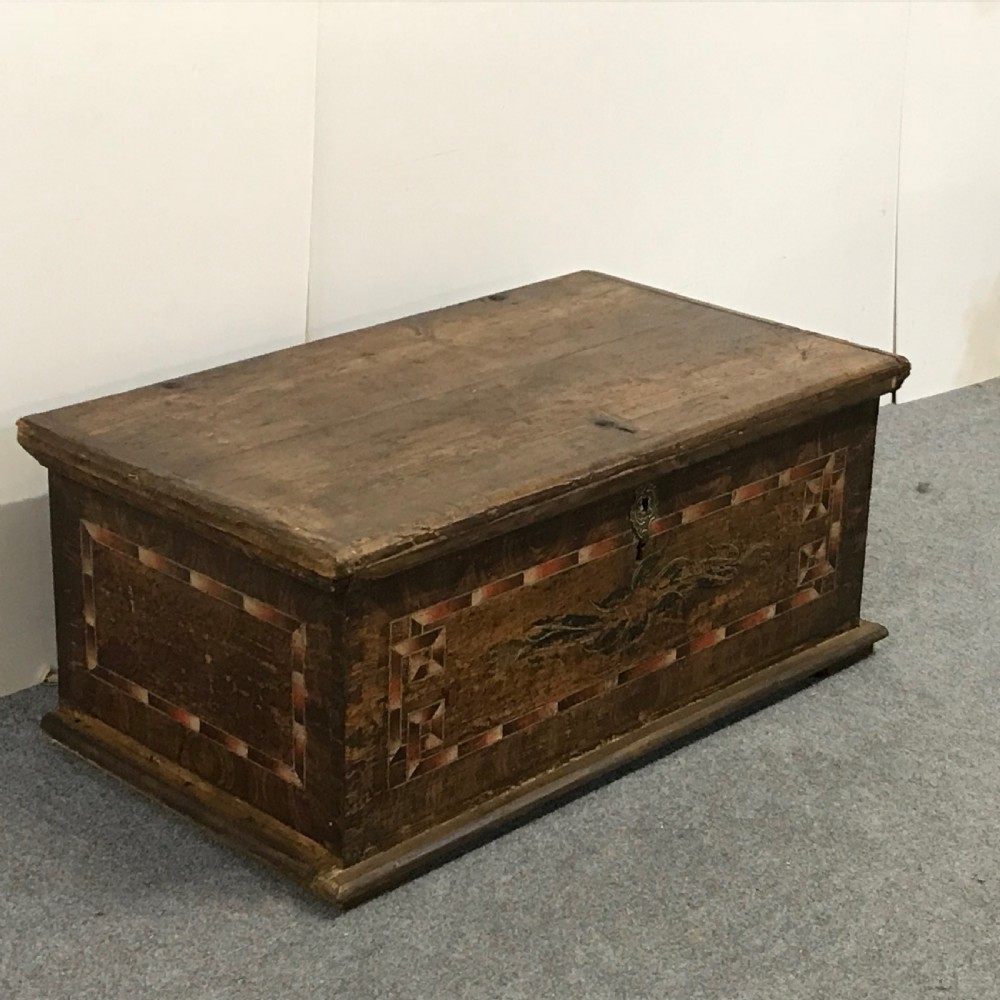 Very Old Small Painted Pine Linen Box  View III
