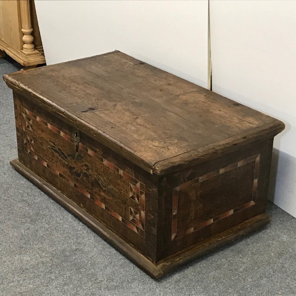 Very Old Small Painted Pine Linen Box  View IV