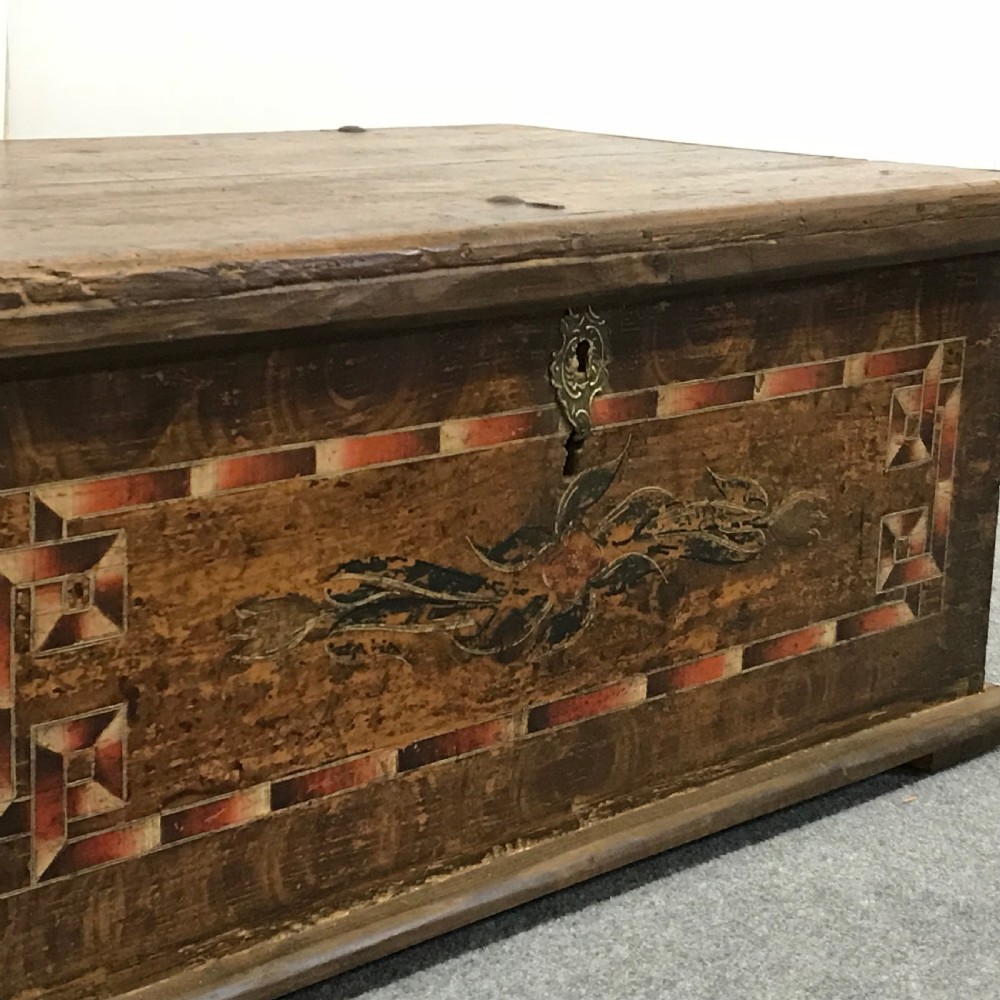 Very Old Small Painted Pine Linen Box  View VI