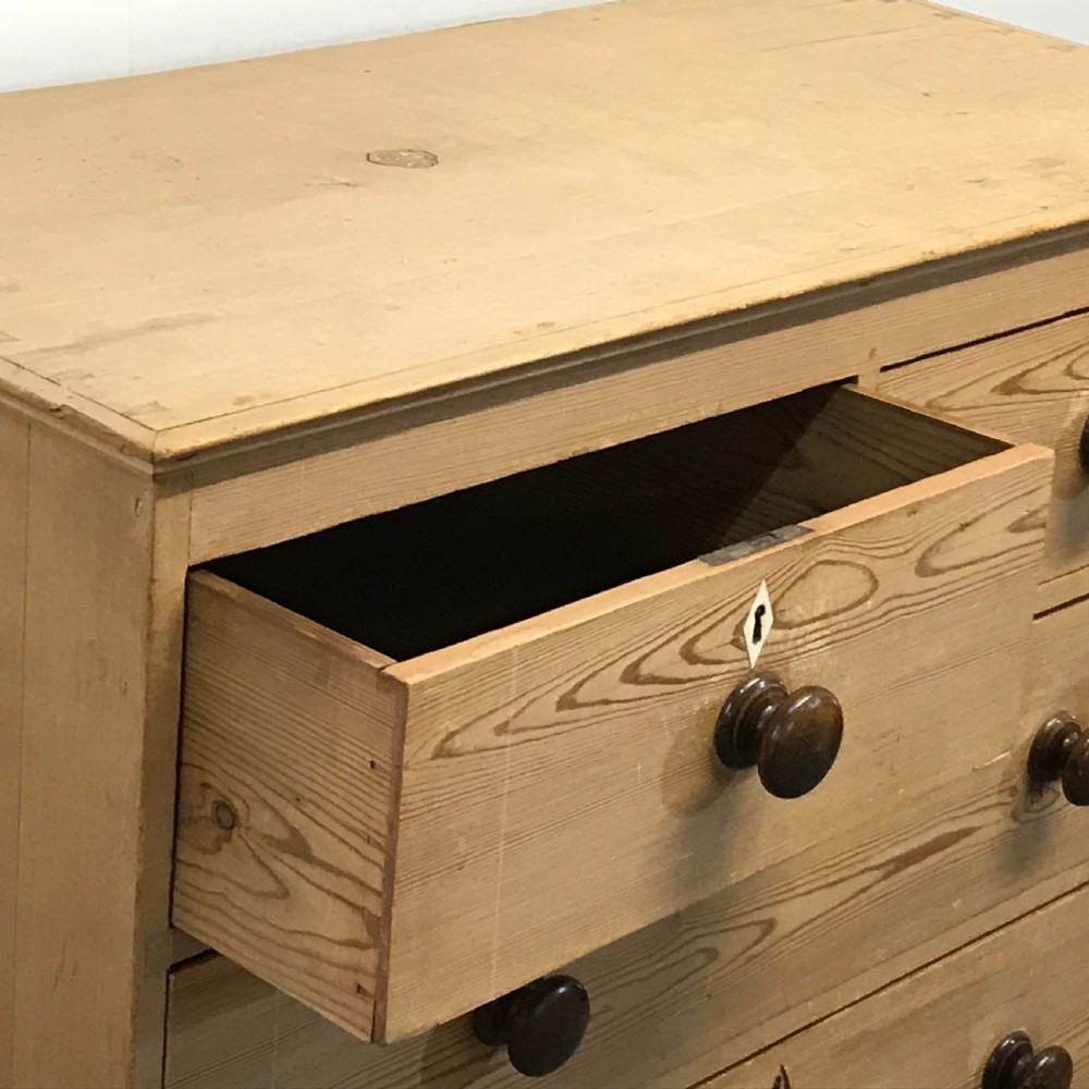 TALL EARLY VICTORIAN PINE CHEST OF DRAWERS View IV