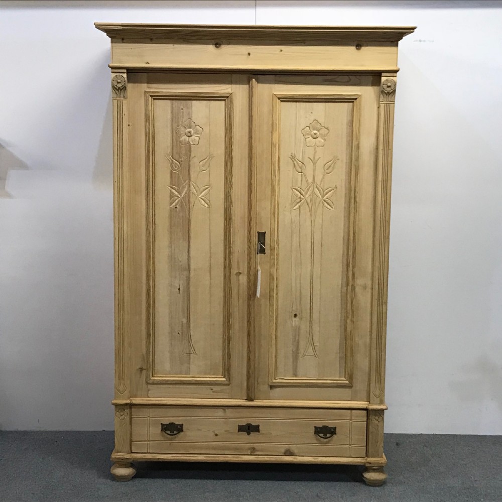 Small & Deep Double Door Antique Pine Wardrobe