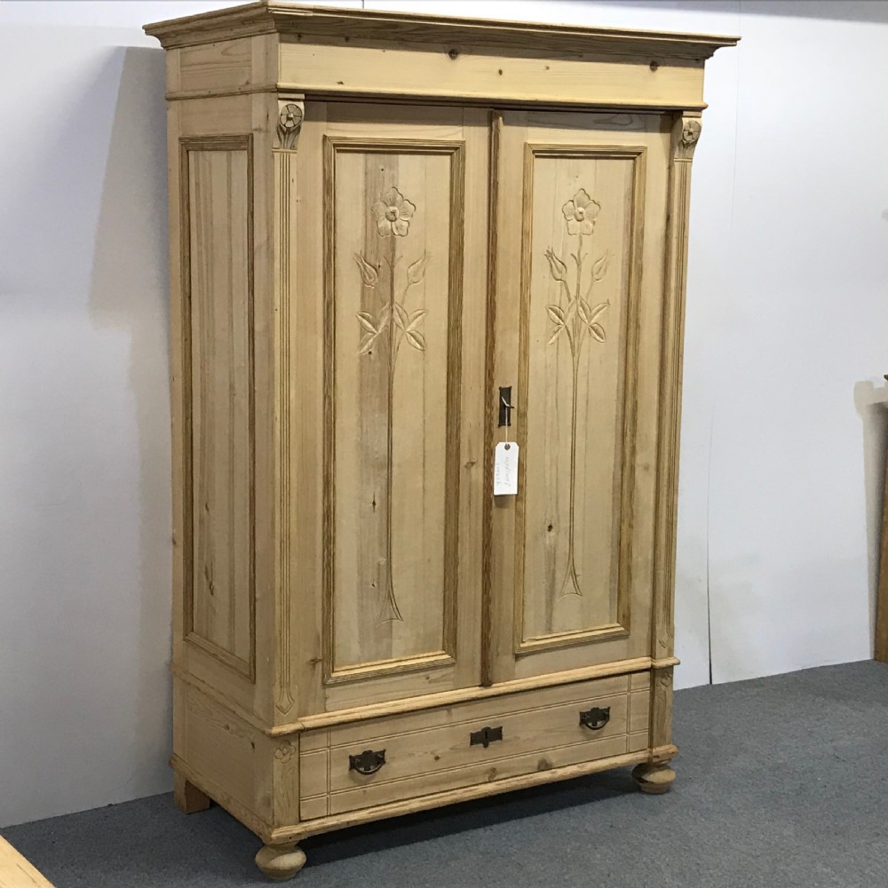Small & Deep Double Door Antique Pine Wardrobe View III
