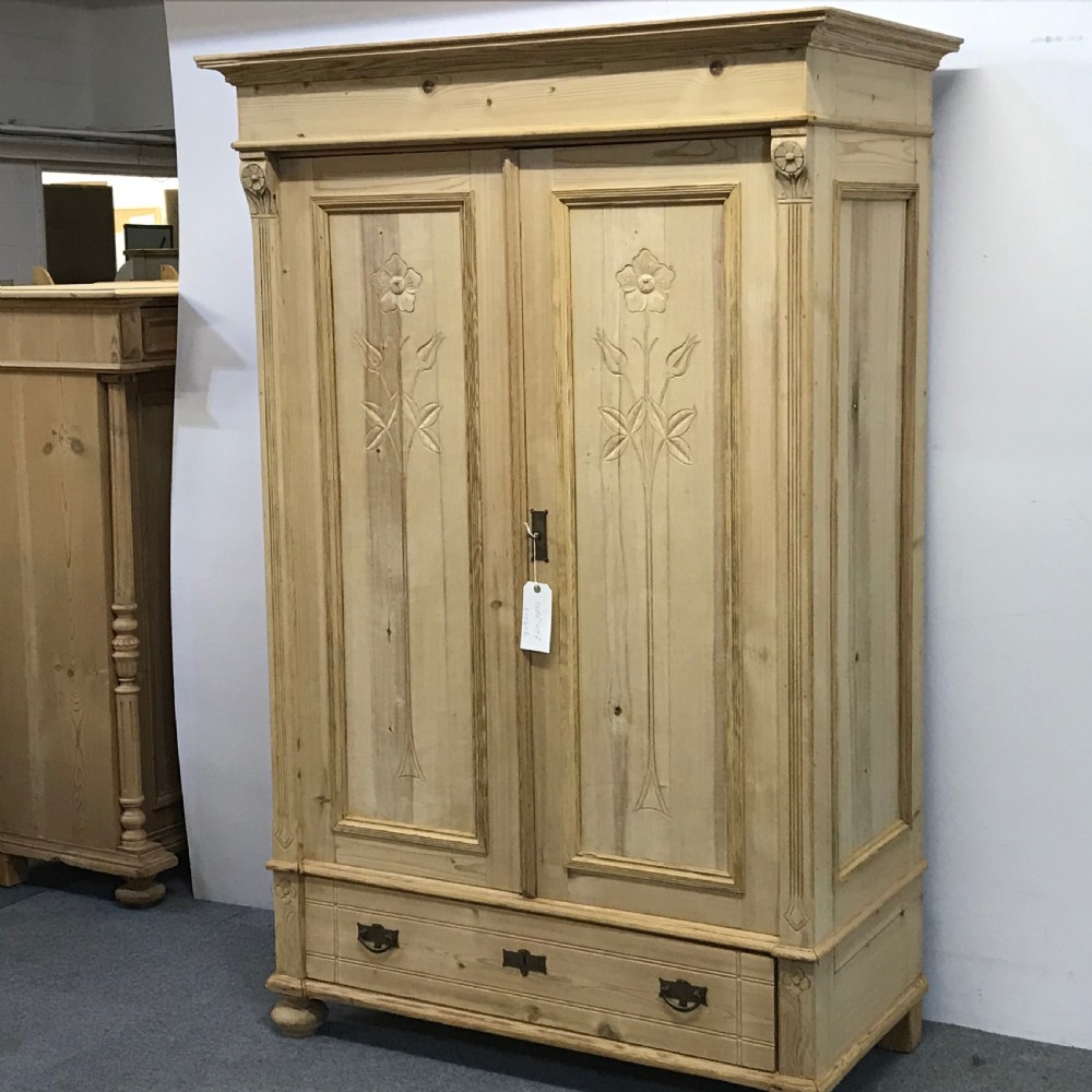 Small & Deep Double Door Antique Pine Wardrobe View IV