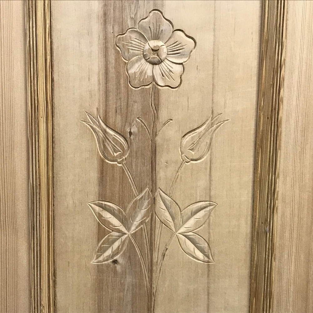 Small & Deep Double Door Antique Pine Wardrobe View V