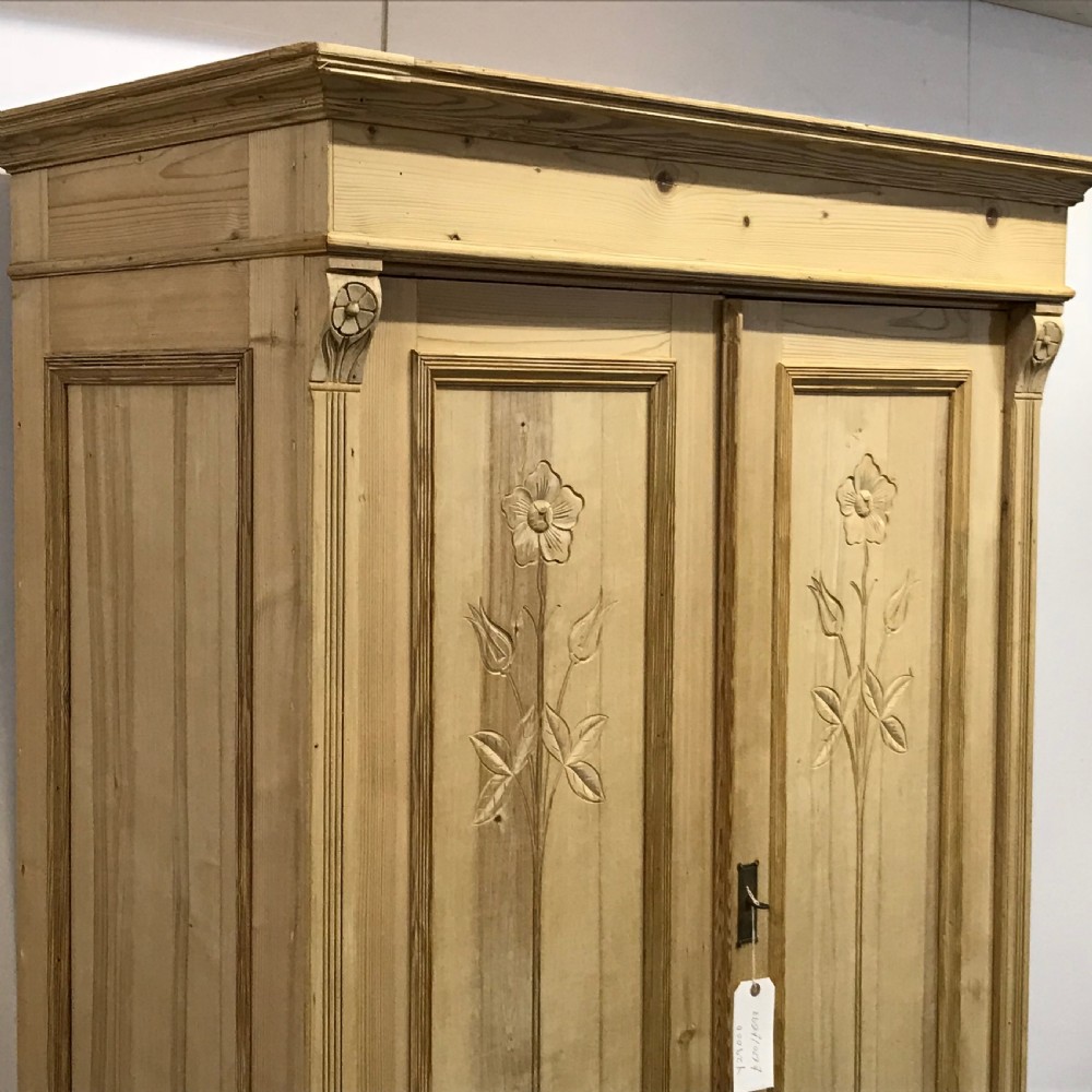 Small & Deep Double Door Antique Pine Wardrobe View VII