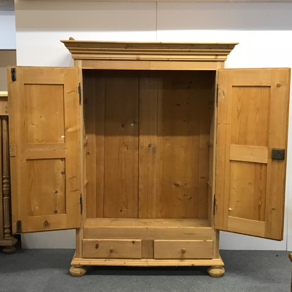 Small Double Antique Pine Wardrobe  View II