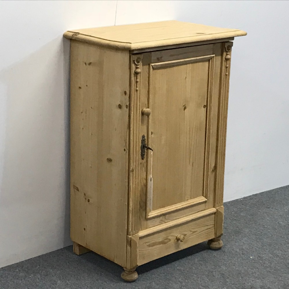 Antique Pine Bedside Book & Lamp Cupboard  View V