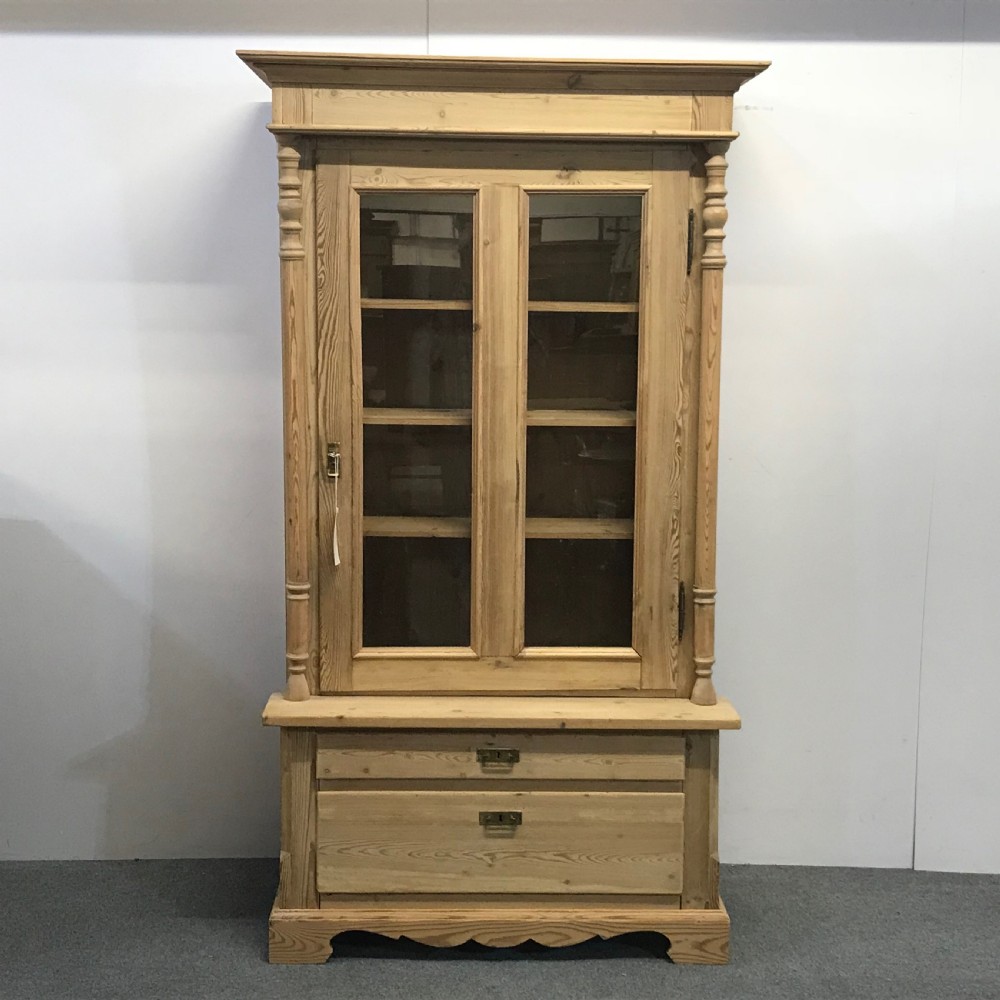 Antique Danish Pine Display Cabinet 