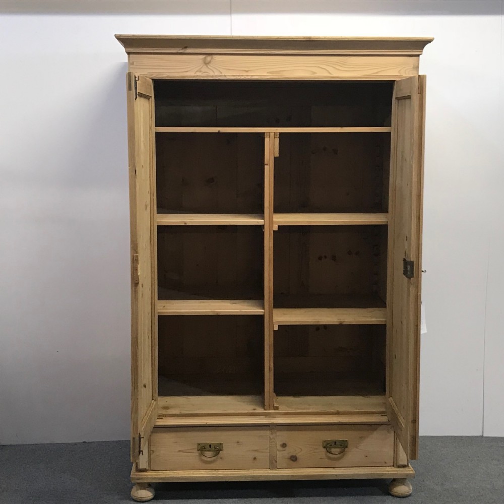 Small & Deep Antique Pine Wardrobe which Dismantles  View II