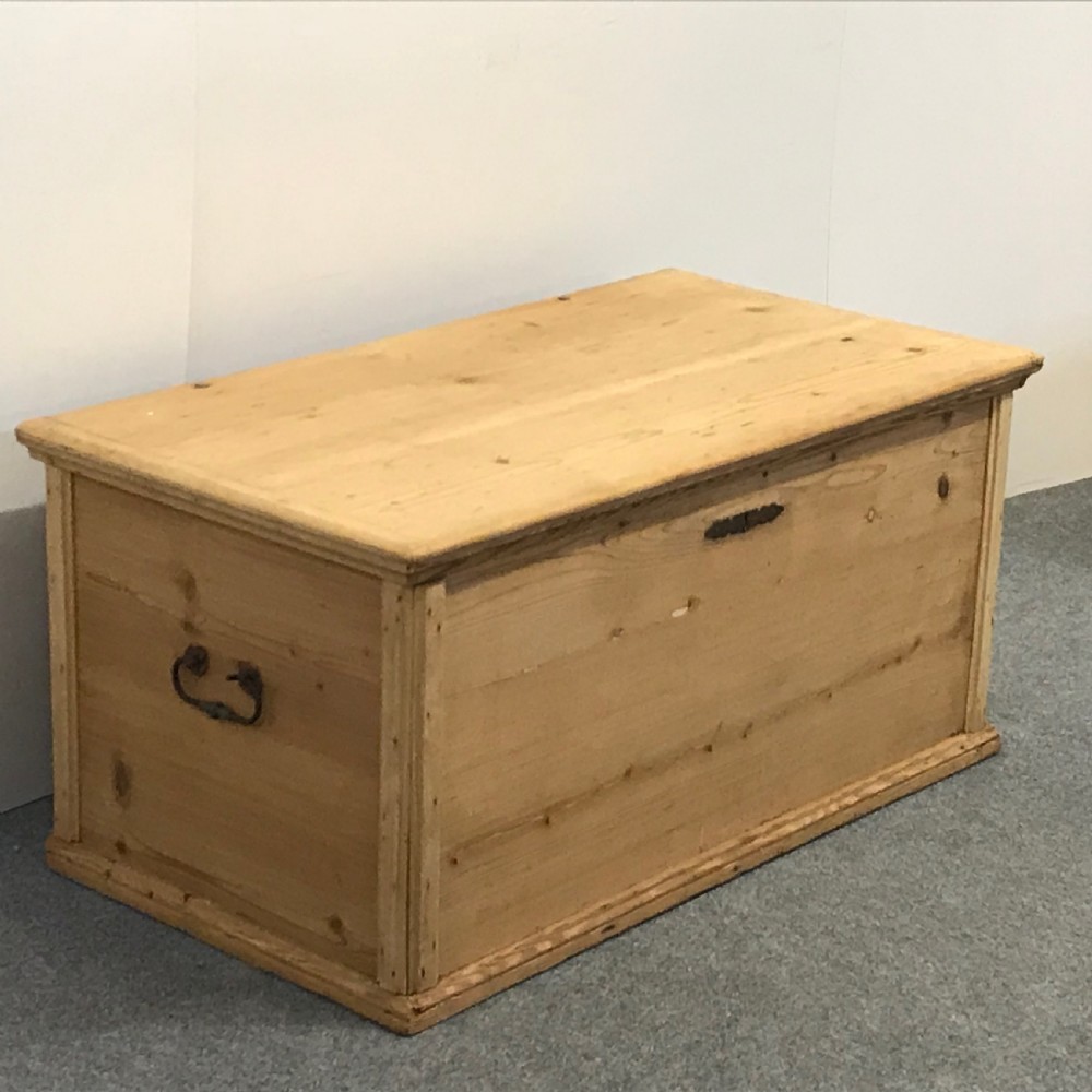 Antique Pine Flat Top Blanket Chest c1800's View II