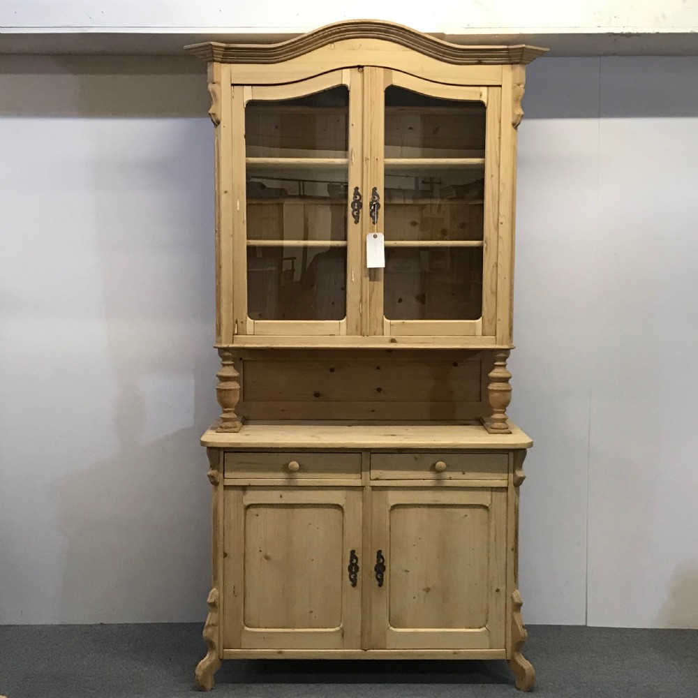 TALL PARTLY GLAZED ANTIQUE PINE DRESSER