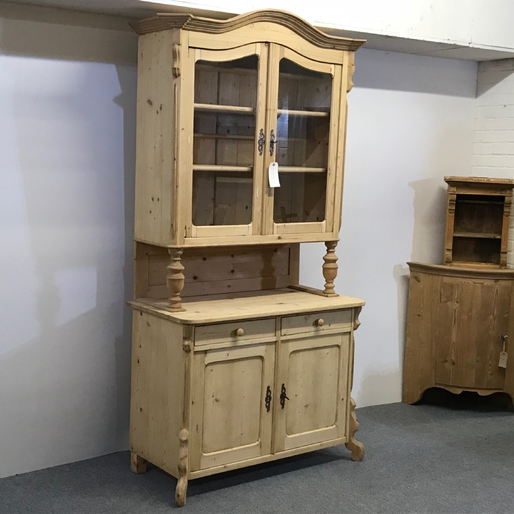 TALL PARTLY GLAZED ANTIQUE PINE DRESSER View II
