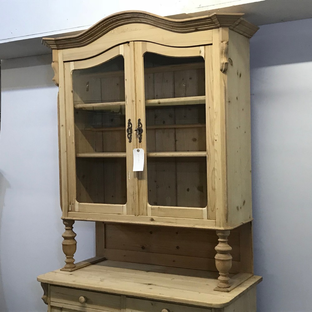 TALL PARTLY GLAZED ANTIQUE PINE DRESSER View III