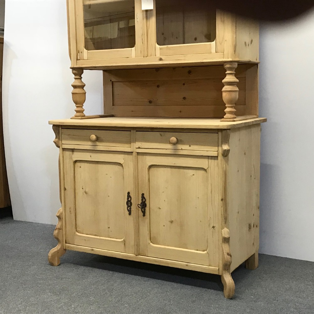 TALL PARTLY GLAZED ANTIQUE PINE DRESSER View IV