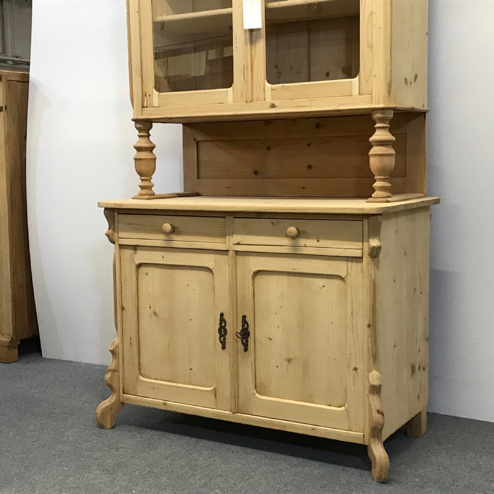 TALL PARTLY GLAZED ANTIQUE PINE DRESSER View V